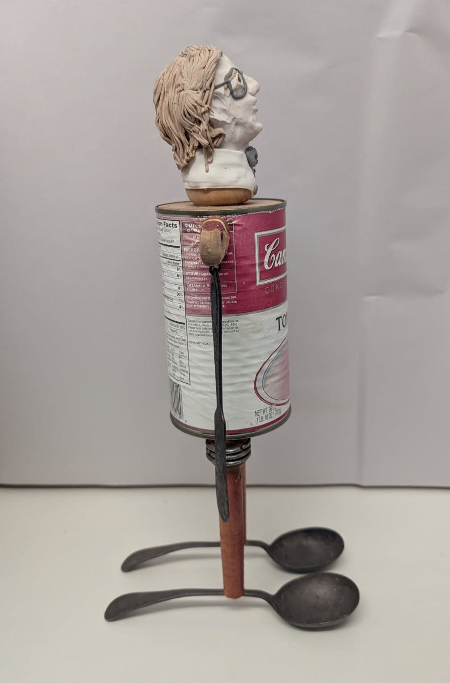 Melissa Menzer clay and found object Andy Worhol Sculpture