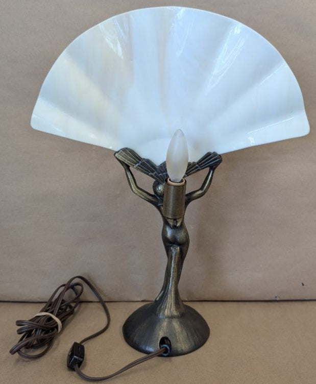 1950s Art Deco Style woman with fan lamp 