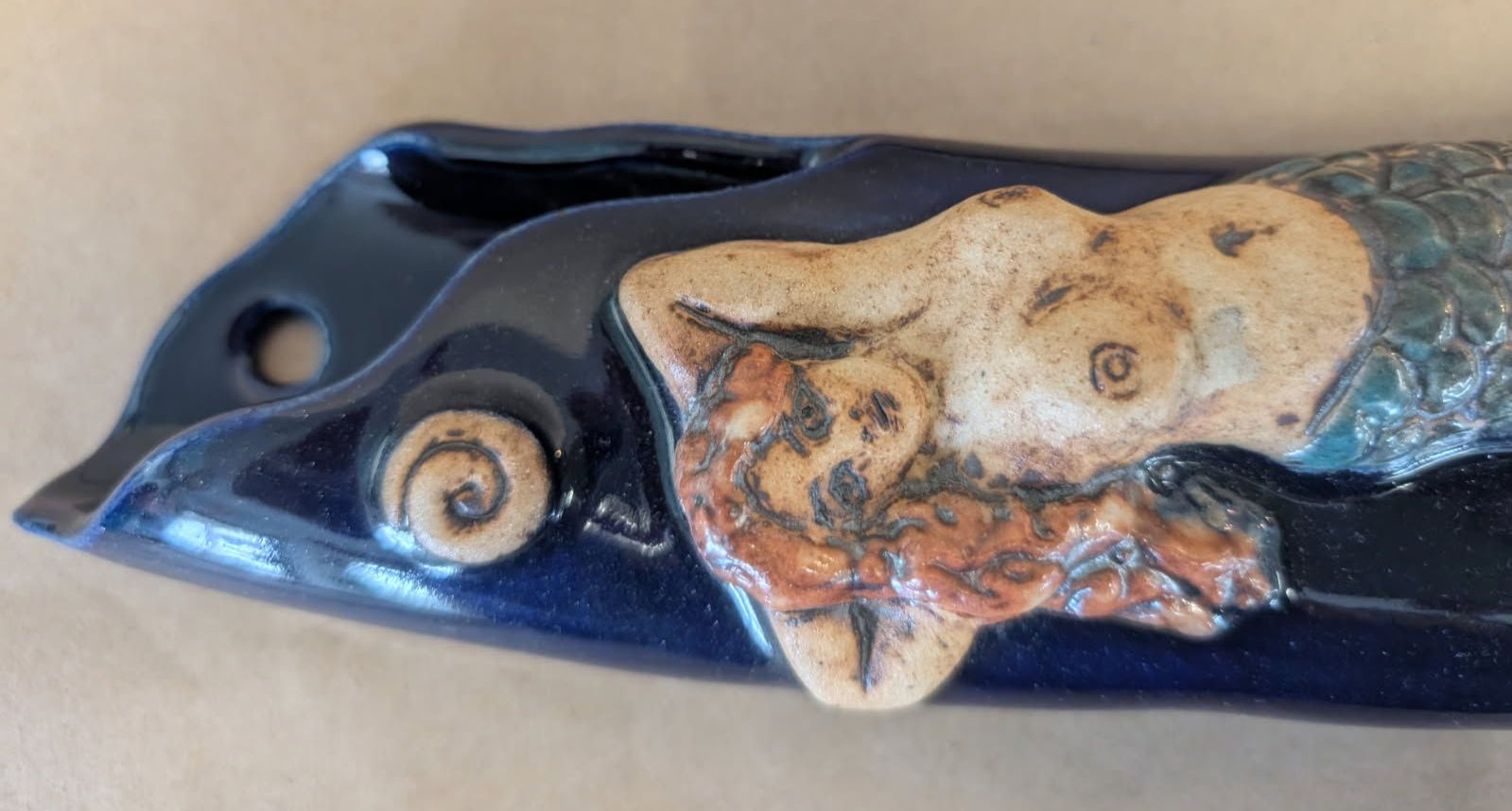 Pottery Mermaid Wall Sconce handmade