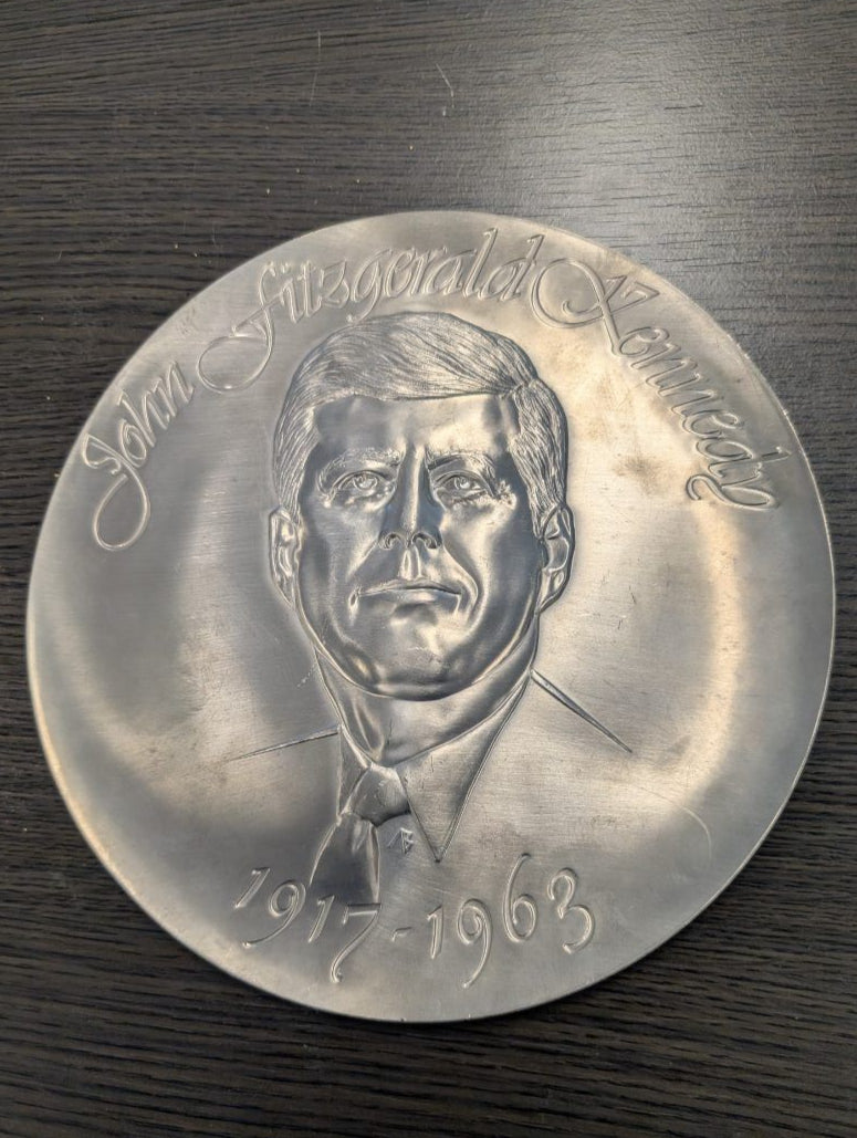 John F. Kennedy pewter plate
