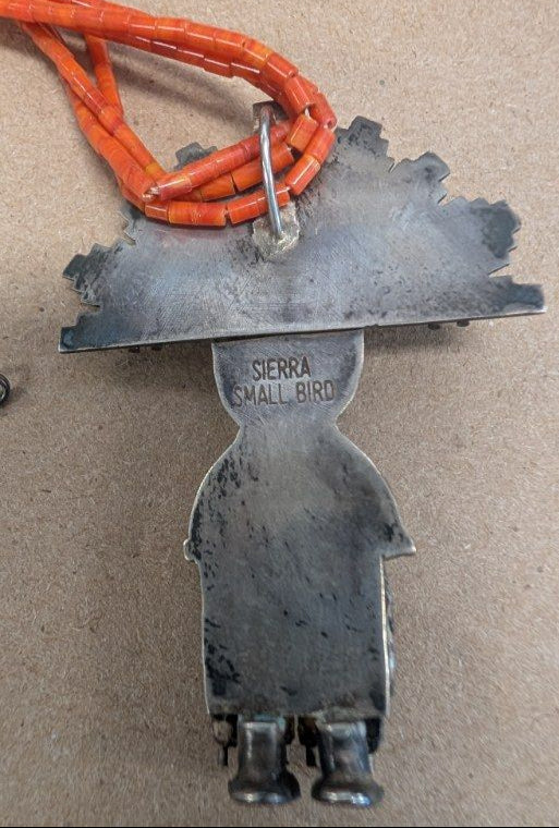 Sierra Small Bird Coral and Sterling Necklace 