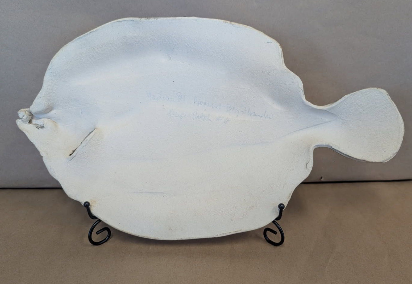 Rosalie Nadeau Pottery Flounder Fish with stand
