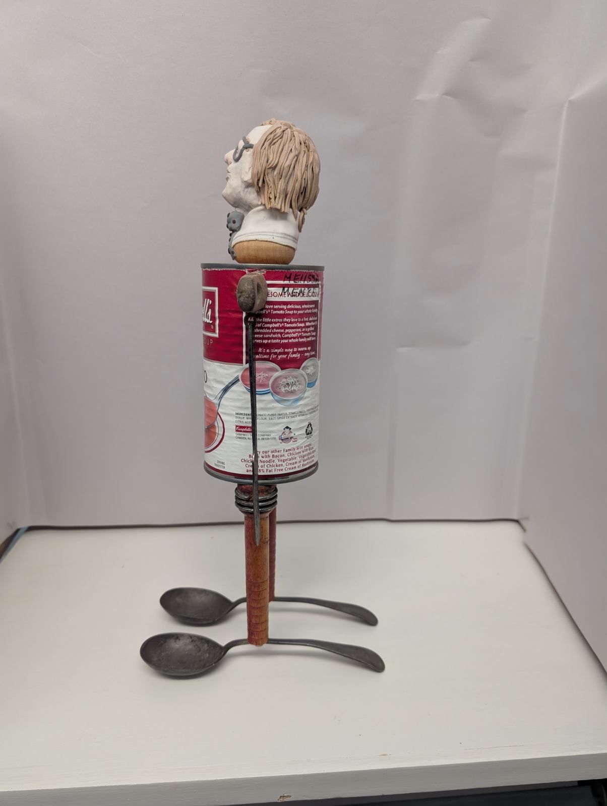 Melissa Menzer clay and found object Andy Worhol Sculpture
