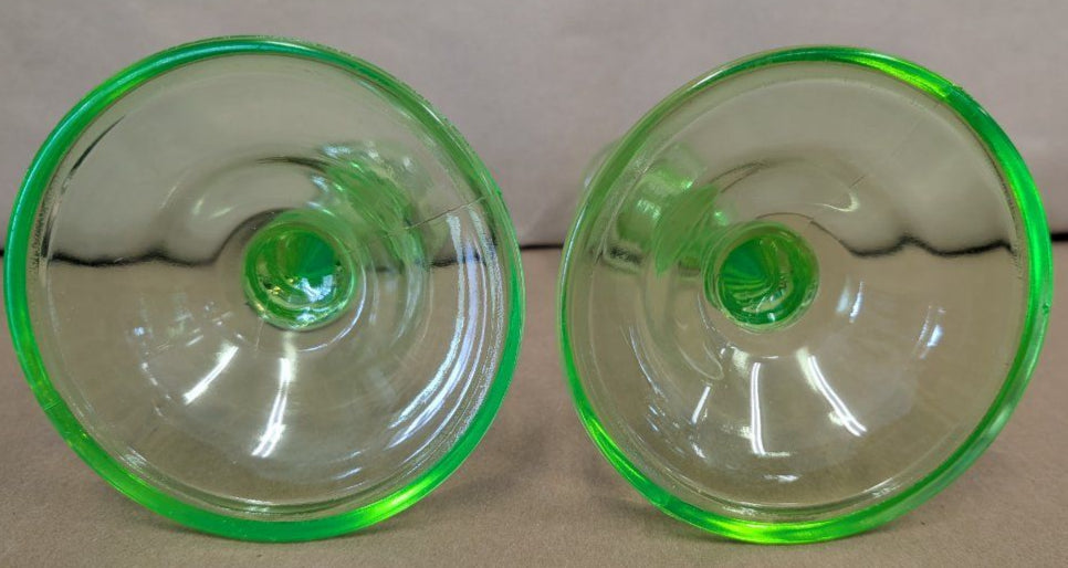 Uranium Glass Vaseline Glass Candlesticks