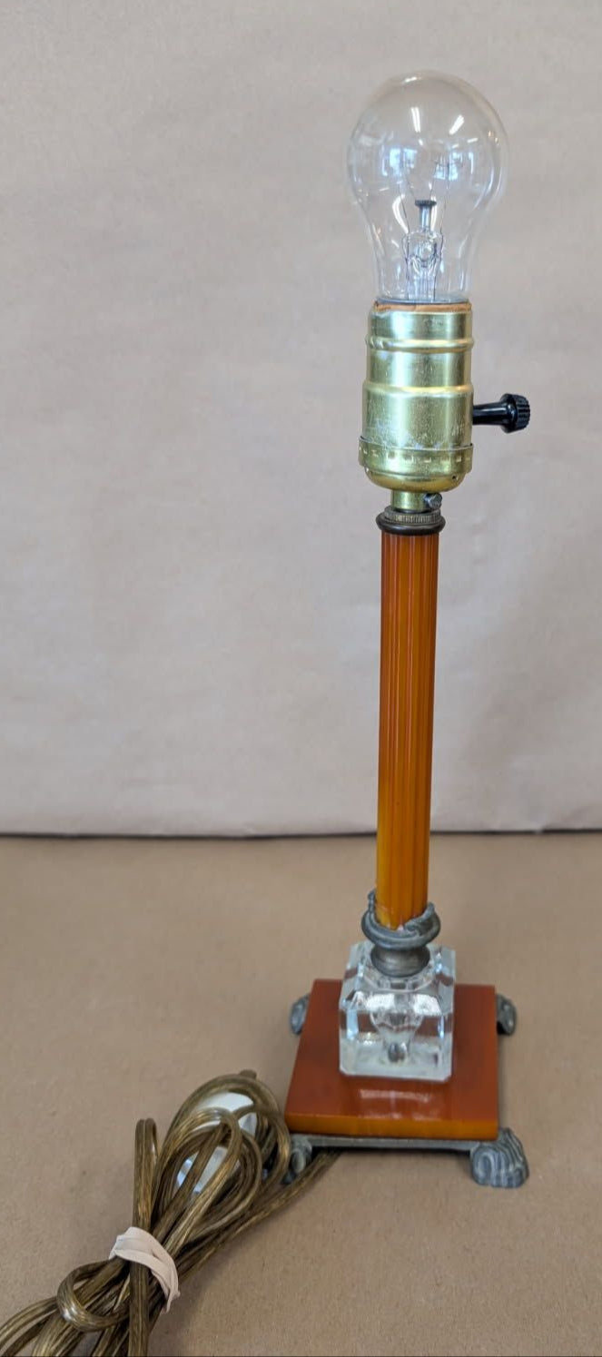 1940's Bakelite Lamp Amber and Clear