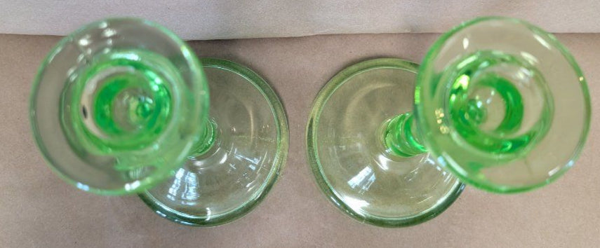 Uranium Glass Vaseline Glass Candlesticks
