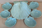 Handmade Turquoise Handmade Scallop Shell Server with 6 Scallop Plates