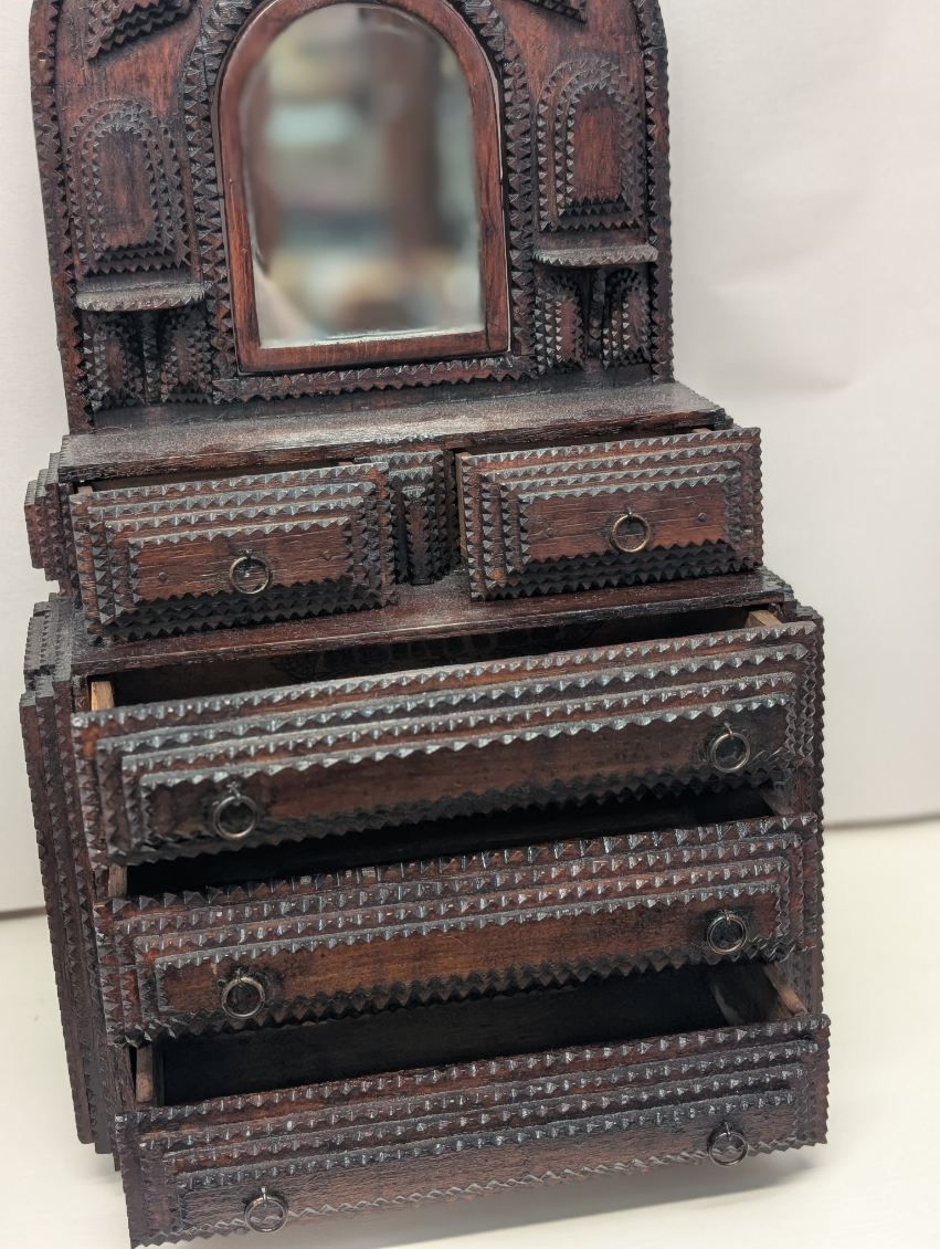 Tramp Art Antique Jewelry Box