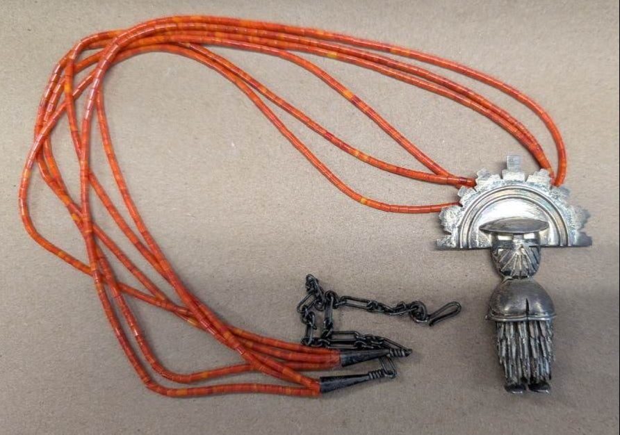 Sierra Small Bird Coral and Sterling Necklace 