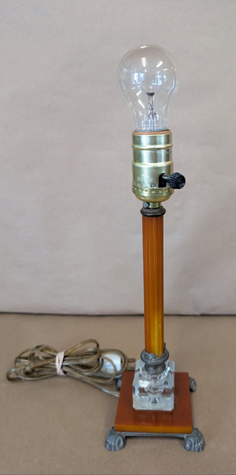 1940's Bakelite Lamp Amber and Clear